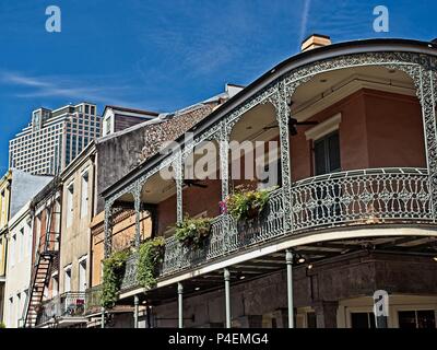 New Orleans, LA USA - May 9, 2018  -  Old French Quarter Buildings with the CBD in Background #3 Stock Photo