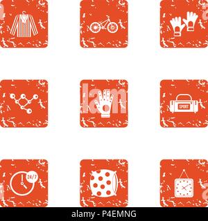 Textile icons set, grunge style Stock Vector