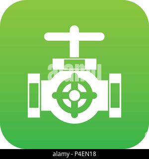 Pipe with a valves icon digital green Stock Vector
