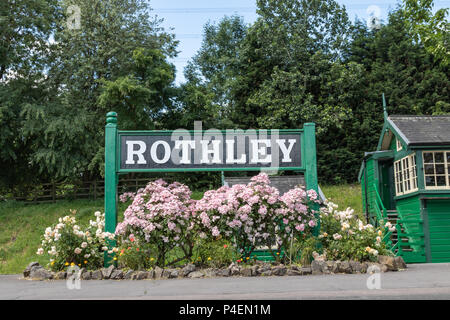 Rothley Railway Station Sign On The Platform Stock Photo