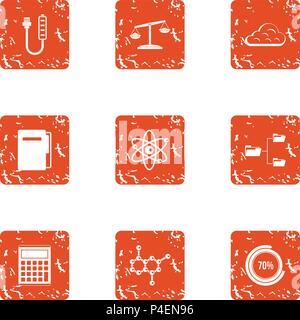 Endorphin icons set, grunge style Stock Vector