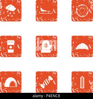 Conservatory icons set, grunge style Stock Vector