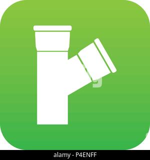 Plastic pipe connection icon digital green Stock Vector