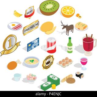 Dinnerware icons set, isometric style Stock Vector