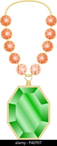 Peridot necklace mockup, realistic style Stock Vector