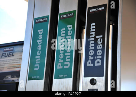 Fuel pump at a filling station in Sheffield Stock Photo