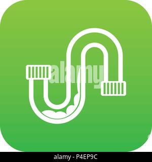 Clog in the pipe icon digital green Stock Vector