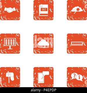 Energy search icons set, grunge style Stock Vector