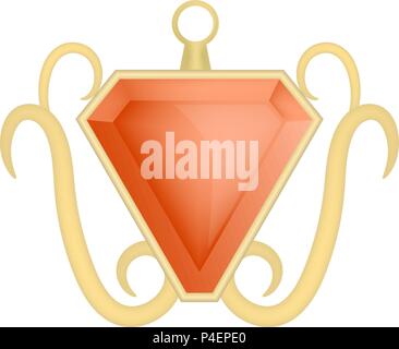 Red garnet jewelry mockup, realistic style Stock Vector