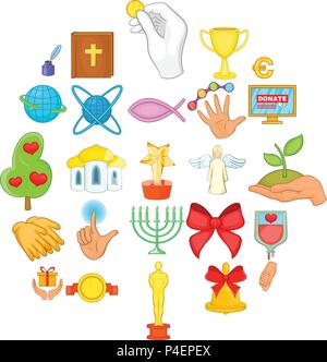 Offering icons set, cartoon style Stock Vector