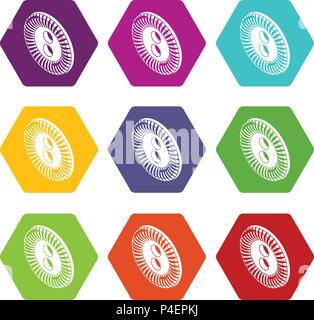 Flower clothes button icons set 9 vector Stock Vector