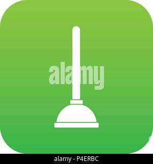 Toilet plunger icon digital green Stock Vector
