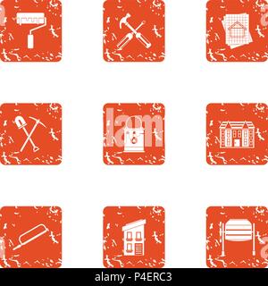 Partition icons set, grunge style Stock Vector