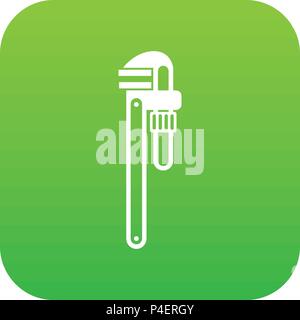 Pipe or monkey wrench icon digital green Stock Vector