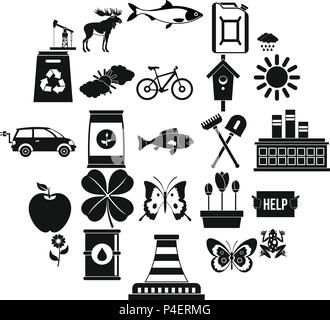 Natural resources icons set, simple style Stock Vector