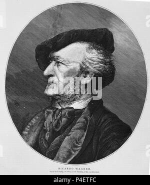 RETRATO DE RICHARD WAGNER (1813-1883) - COMPOSITOR ALEMAN. Location: BIBLIOTECA NACIONAL-COLECCION, MADRID, SPAIN. Stock Photo