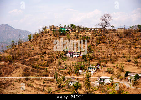 Terraced fields at a remote village on the Kumaon Hills, Uttarakhand, India Stock Photo