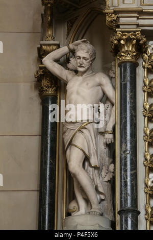 Saint Sebastian, the statue on the altar of St. Jerome in Zagreb cathedral dedicated to the Assumption of Mary Stock Photo
