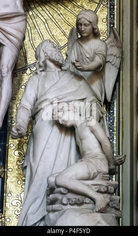 Abraham Sacrificing Isaac, altar of the Holy Cross in Zagreb cathedral dedicated to the Assumption of Mary Stock Photo