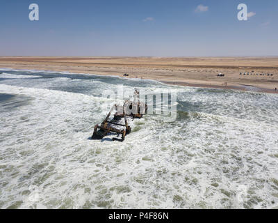 Ship Wreck along the Skeleton Coast in Western Namibia taken in January 2018 Stock Photo