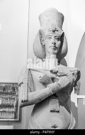 A Statue of Pharaoh Akhenaten (Amenhotep IV) - ancient Egyptian, Egyptian Museum Cairo Stock Photo