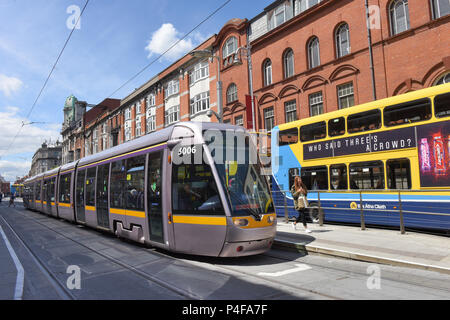 Tram, Dublin City Centre,  Lower Abbey Street Stock Photo