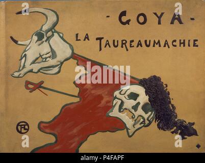 Bullfighting - 19th century - oil on paper. Author: Henri de Toulouse Lautrec (1864-1901). Also known as: ENCUADERNACION PARA LA TAUROMAQUIA DE GOYA; LA TAUROMACHIE. Stock Photo