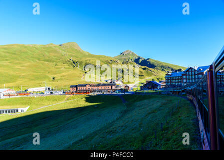 Famous train between Grindelwald and the Jungfraujoch station - railway to top of Europe, Switzerland Stock Photo