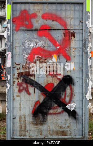 Sofia, Bulgaria, graffiti with hammer and sickle Stock Photo