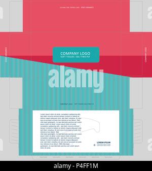 Abstract flat colors tissue box concept, template for business purpose, place your text and Logos and ready to go for print. Stock Vector