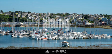 Boats tied up at low tide in Camaret-sur-Mer, Northwestern France, Stock Photo