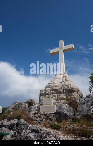 The White Cross atop Glavica Hill, Stari Grad, Croatia Stock Photo