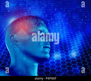 3d render head and lines Stock Photo - Alamy