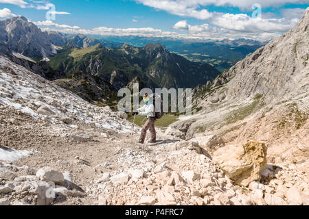 Hiker enjoying view from top of mountain