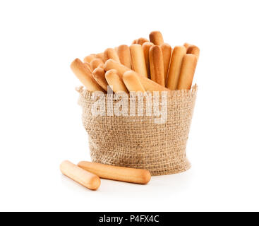 Salted  bread sticks isolated on white Stock Photo