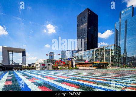 'Fontaine Monumentale' by Israeli artist Yaacov Agam. This fountain is covered in mosaic tiles and sits in the La Defense area in Paris, France Stock Photo