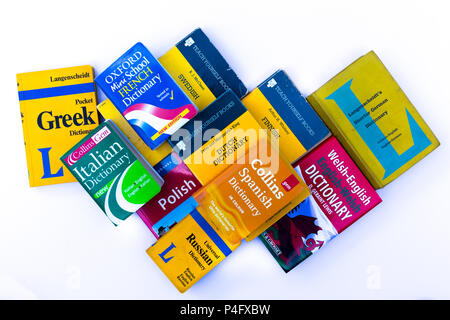 Foreign language dictionaries, Stock Photo