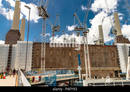 Construction continues on The Battersea Power Station redevelopment, a £9 billion project to regenerate the former Power station and London landmark Stock Photo
