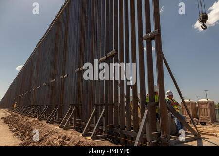 A new bigger fence is erected along the US Mexican border at Calexico ...