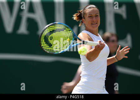 Birmingham, UK. 22nd June, 2018. Dalila Jakupovic of Slovenia in action during her quarter-final match against Magdalena Rybarikova of Slovakia. Nature Valley Classic 2018, international Women's tennis, day 5 at the Edgbaston Priory Club in Birmingham, England on Friday 22nd June 2018.  pic by Andrew Orchard/Alamy Live News Credit: Andrew Orchard/Alamy Live News Stock Photo