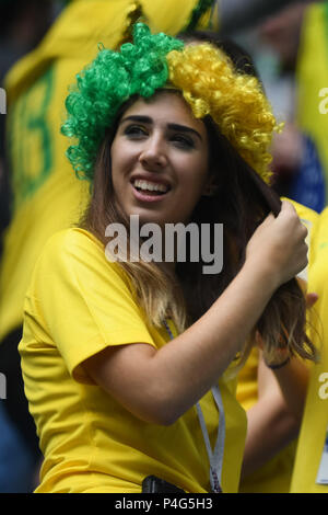 Saint Petersburg, Russia. 22 June 2018. FIFA World Cup Football, Group E, Brazil versus Costa Rica; Brazilian fan in team colours Credit: Action Plus Sports Images/Alamy Live News Stock Photo