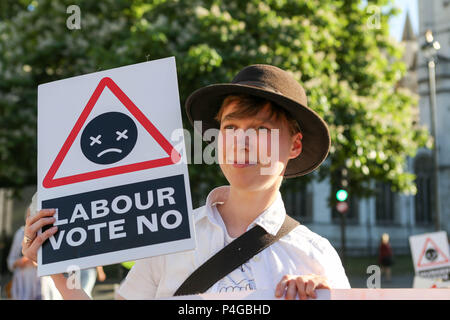London, UK. 22nd June 2018. Environmental groups protesting against the proposed third runway expansion at London Heathrow airport attempt to blockade the road at parliament Square. Penelope Barritt/Alamy Live News Stock Photo