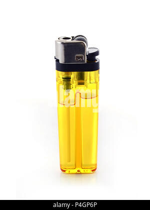 yellow lighter isolated on a white background Stock Photo