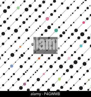 Abstract diagonal lines with black and colorful dots pattern, vector illustration Stock Vector