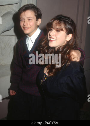 LOS ANGELES, CA - NOVEMBER 13: (L-R) Actor Edward Furlong and actress Soleil Moon Frye attend 'And You Thought Your Parents Were Weird' on November 13, 1991 at the Beverly Connection in Los Angeles, California. Photo by Barry King/Alamy Stock Photo Stock Photo