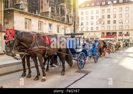 Vienna Austria June.18 2018, Horse carriage Fiaker at the St.Stephan Cathedral in Vienna Stock Photo