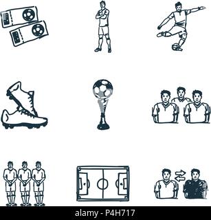 Football icons set. Player icon, cup icon, boots icon, Football Field icon and more. Premium quality symbol collection. Succer icon set simple elements. Stock Vector