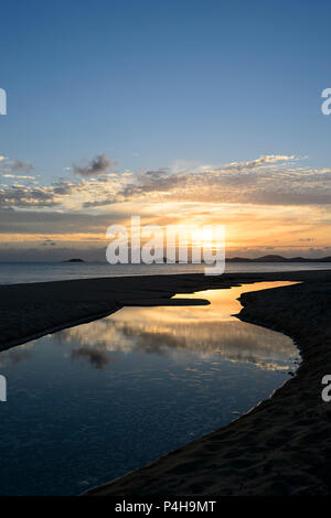 Atmospheric sunrise at Punsand Bay beach, Cape York Peninsula, Far North Queensland, FNQ, QLD, Australia Stock Photo