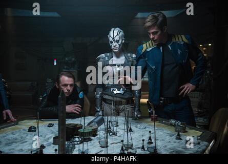 Original Film Title: STAR TREK BEYOND.  English Title: STAR TREK BEYOND.  Film Director: JUSTIN LIN.  Year: 2016.  Stars: SIMON PEGG; CHRIS PINE; SOFIA BOUTELLA. Credit: PARAMOUNT PICTURES/BAD ROBOT/PERFECT STORM ENTERTAINMENT/SKY / Album Stock Photo