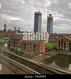 Manchester Castlefield New Construction of tower block flats, residential units, Lancashire, North West England, UK, M3 4LZ Stock Photo